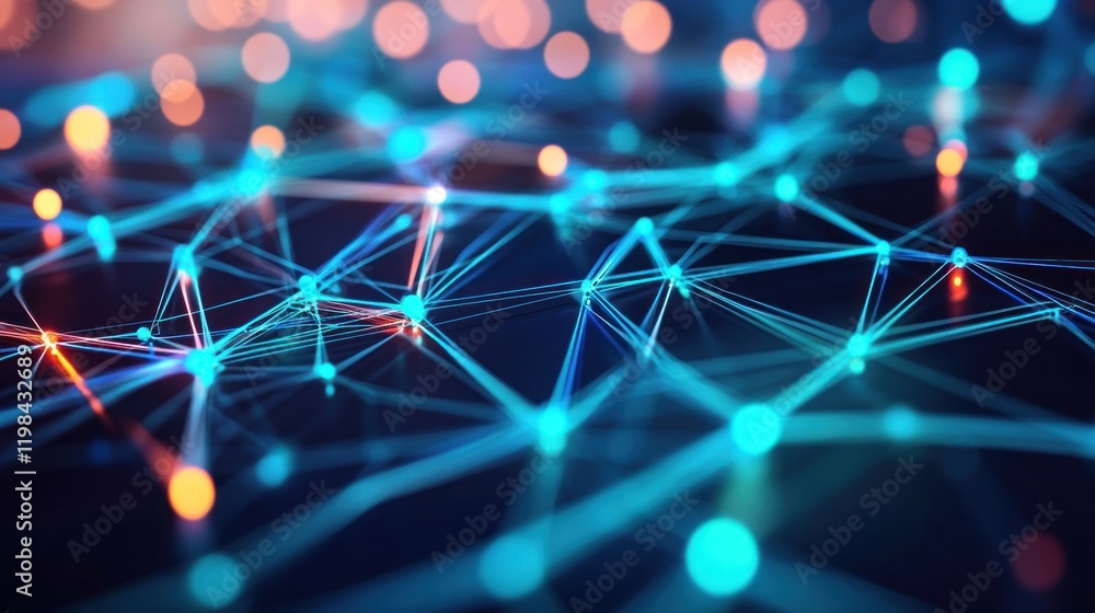Poster abstract network connection: digital nodes and lines