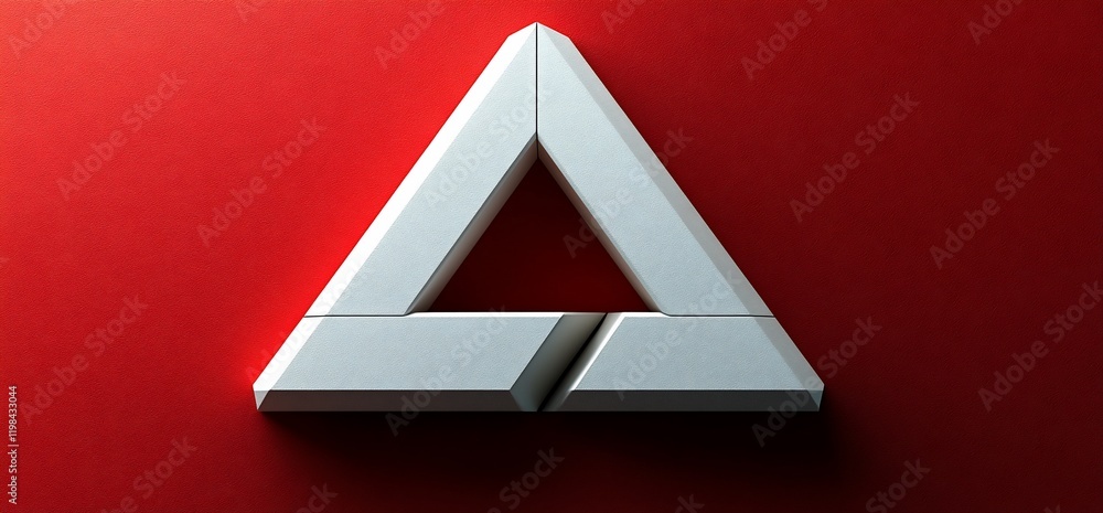 Poster white triangle puzzle on red background
