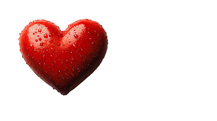 Obraz premium Red heart with water droplets isolated on white background