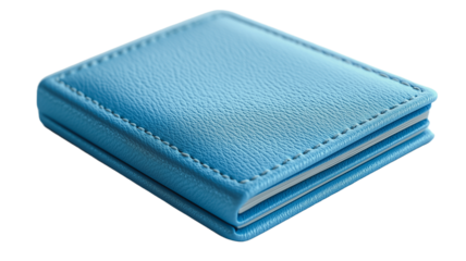 Sky Blue Pocket Notebook: A small, compact sky blue leather-bound notebook, perfect for carrying notes, ideas, or reminders on the go. It features a simple yet elegant design.