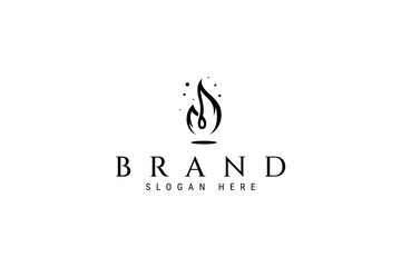 flame fire logo in flat template vector design style