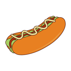 Junk Food Doodle Isolated on White Background. Flat Vector Illustration