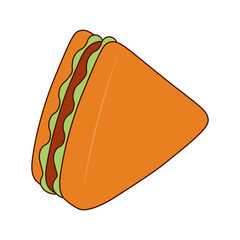 Junk Food Doodle Isolated on White Background. Flat Vector Illustration