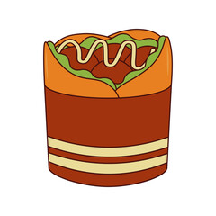 Junk Food Doodle Isolated on White Background. Flat Vector Illustration