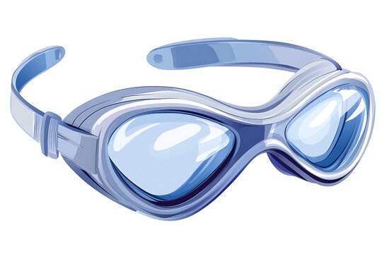 Sleek Light Blue Swimming Goggles, Isolated on White Background