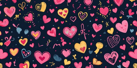 A whimsical Valentine's Day pattern with playful icons and vibrant hues.