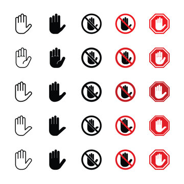 Set of do not touch icon symbol vector isolated on white background