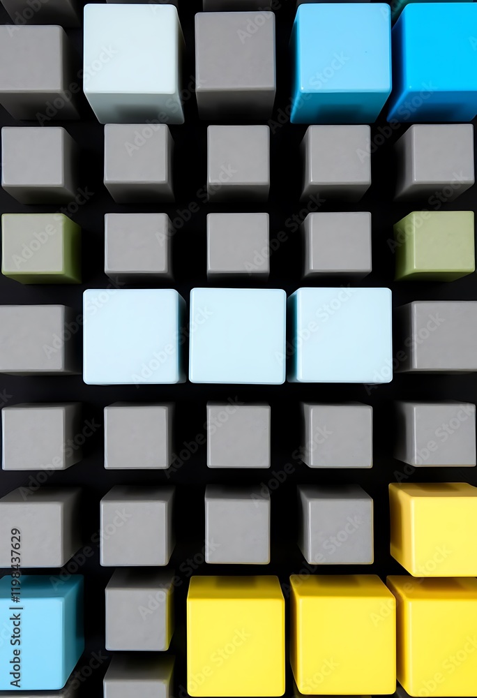 Poster colorful cubes arranged in a grid pattern