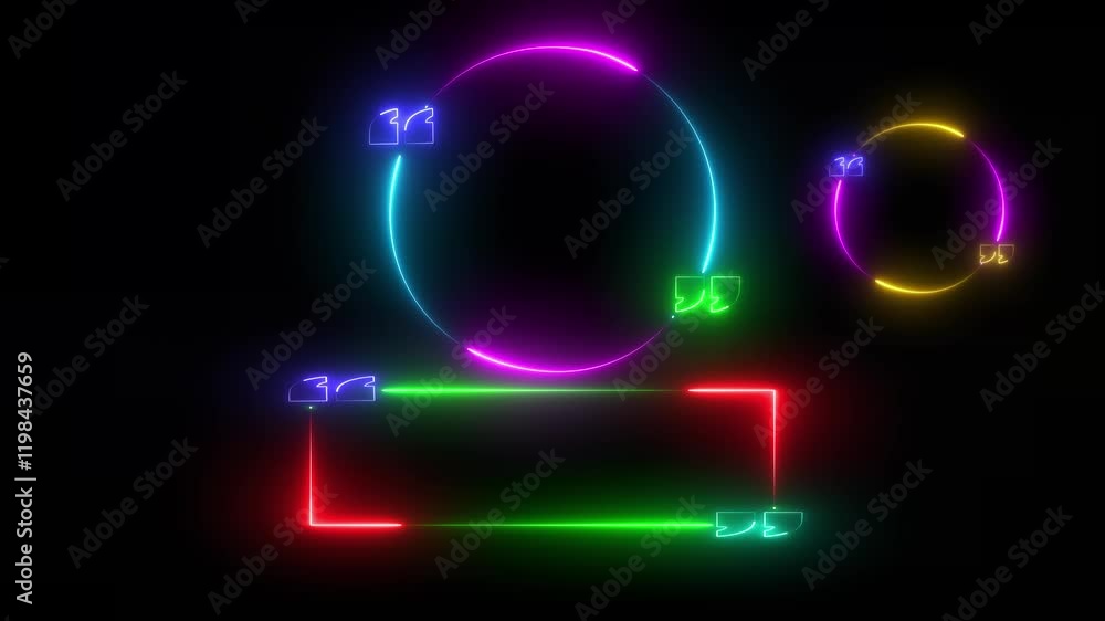 Poster engaging animation adds depth and intrigue to your visuals, neon frame neon circle border animated f