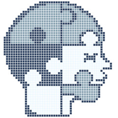 Pixel graphics of a human head on the side Divided like a jigsaw