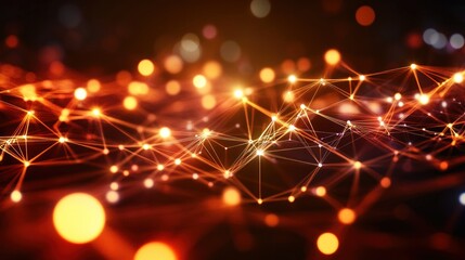 Abstract Network: Glowing Nodes and Connections