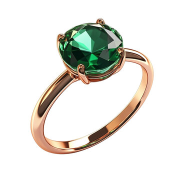 3d rendering icon Emerald golden ring illustration PNG. cartoon minimal style on transparent isolated background.