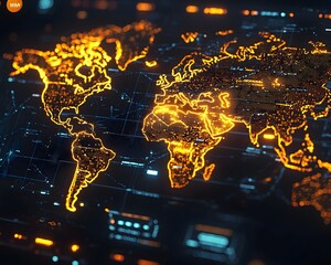 Glowing Global Logistics Network  Dynamic Shipping Flows and Data Connecting Continents and Ports