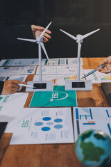 Carbon offset price report CO2 emission. Future growth Net zero waste in ESG ethical SME office...