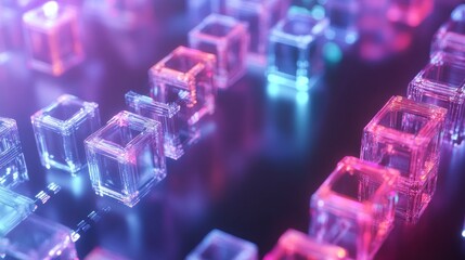 Neon Cubes: A Digital Symphony of Light and Form