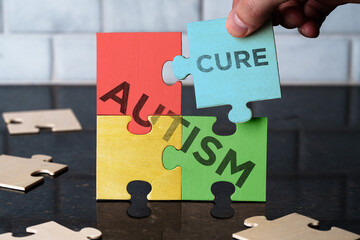 Autism Cure Awareness Puzzle Symbolizing Inclusion Diversity, Medical Research Advocacy Cure Treatment