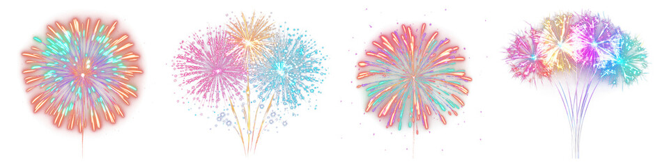 Obraz premium PNG Firework effect, element set on transparent background