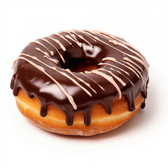 Chocolate Glazed Donut with Drizzle Closeup Studio Shot