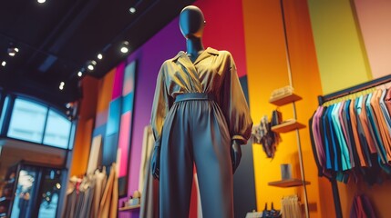 Fototapeta premium Mannequin displays stylish clothing in a modern boutique