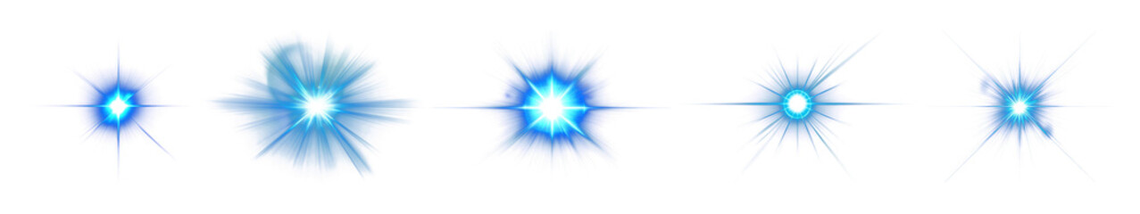 Obraz premium blue light effect png cut out element set, transparent background