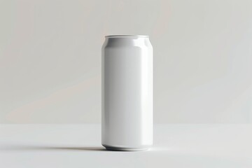 Single blank white aluminum beverage can on white background. (1)