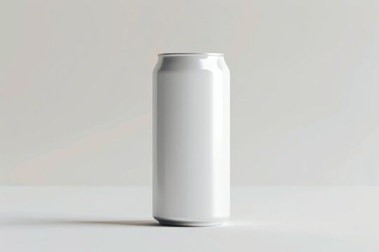 Single blank white aluminum beverage can on white background. (1)