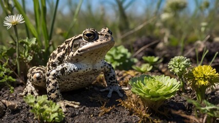 Fototapeta premium Scientific Study: Natter jack Toad in Research Lab