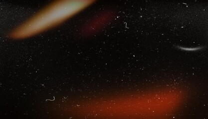 grainy colorful warm green orange gray blue light leaks on black background with dust texture. abstract damaged scratched retro film analog effect for using over photos as overlay or screen filter