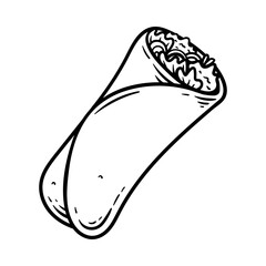 single burrito cartoon isolated drawing line style sketch classic vintage design illustration