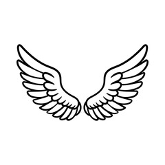 simple wings cartoon isolated drawing line style sketch classic vintage design illustration
