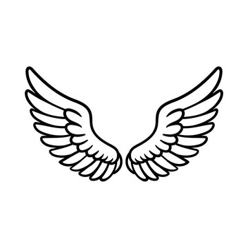 simple wings cartoon isolated drawing line style sketch classic vintage design illustration