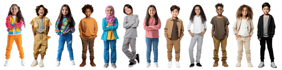 Obraz premium PNG Diverse kids fashion styles, element set on transparent background