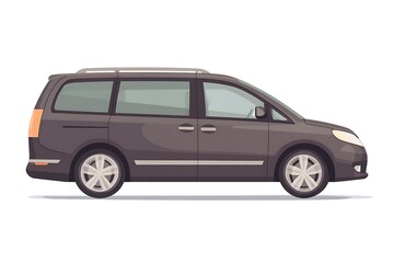 Dark Grey Family Minivan Side View Illustration