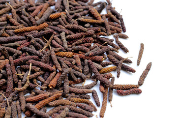 Dried long pepper or Indian long pepper