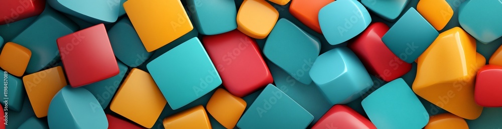 Poster abstract background of colorful 3d shapes.