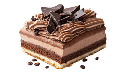 Obraz premium Delicious chocolate layer cake slice bakery food photography studio close-up indulgent dessert experience