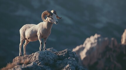 Majestic Bighorn Sheep on Mountain Peak