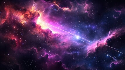 A captivating skyscape during a meteor shower, with streaks of light zipping through the stars