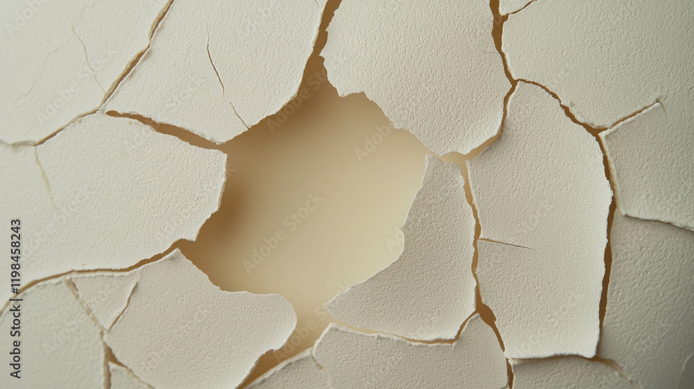 Poster detailed macro shot of a single eggshell fragment against a textured background