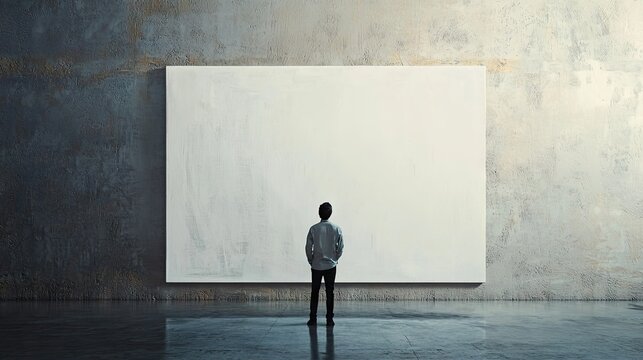 A person standing in front of a blank canvas, ready to create a masterpiece. - Powered by Adobe