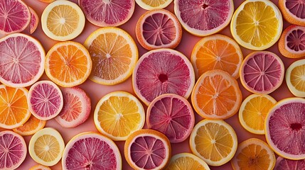 Colorful citrus fruit slices background. (7)