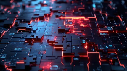 Obraz premium Abstract Digital Circuitry: A Futuristic Techscape