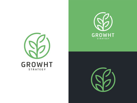 Plant Leaf for Investment Economy Financial Growth logo design.