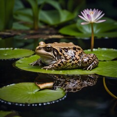 Obraz premium African Clawed Toad in Tranquil Pond Habitat