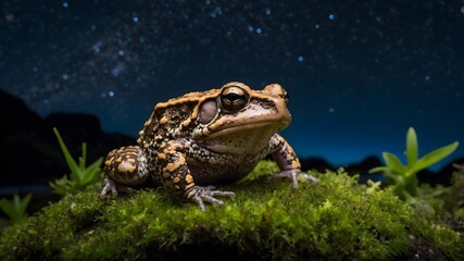 Magical Night: African Clawed Toad Surrounded by Bio luminescent Light