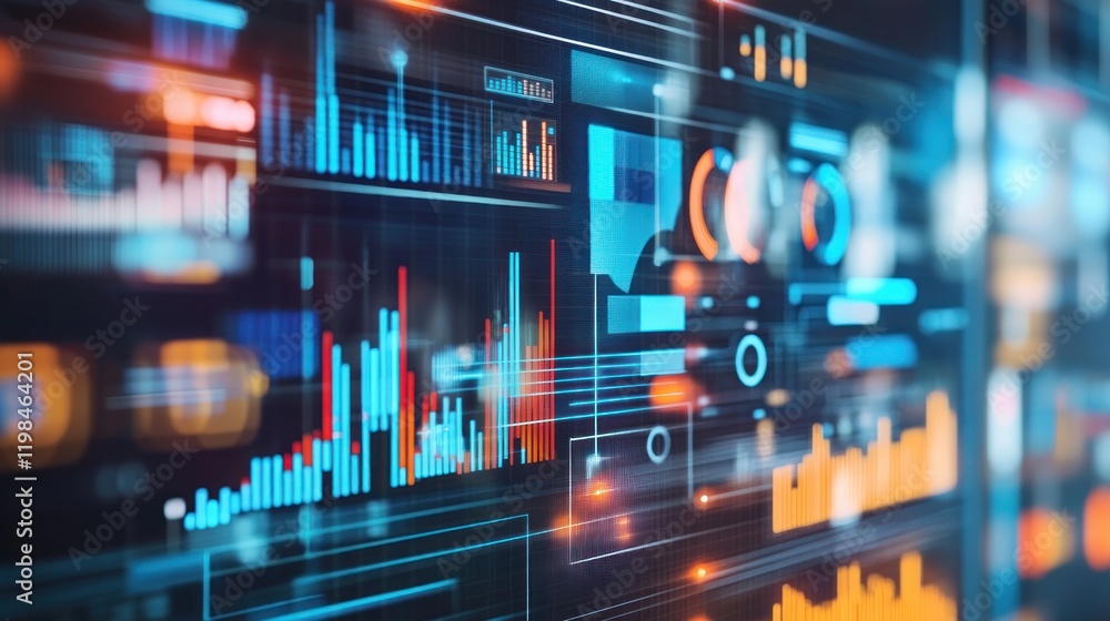 Poster abstract data visualization: futuristic tech interface