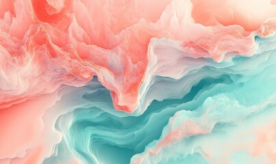 Abstract pastel peach mint psychedelic gradient background, geometric overlay texture banner header, dark backdrop, Generative AI
