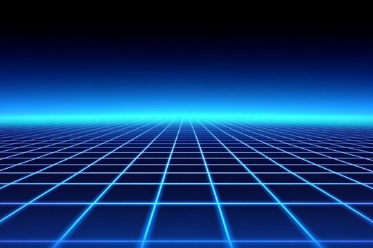 Futuristic Blue Grid Landscape Background