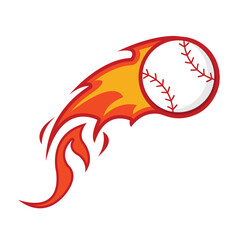 Premium baseball ball with flames illustration