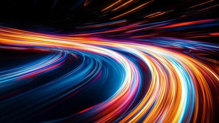 Abstract Light Trails in a Curved Path